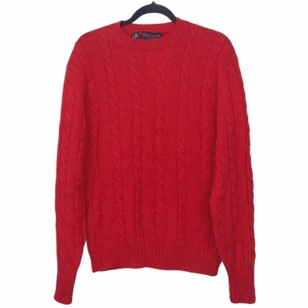 Vintage Robinson's Red 100% Wool Knit Sweater NWT Large